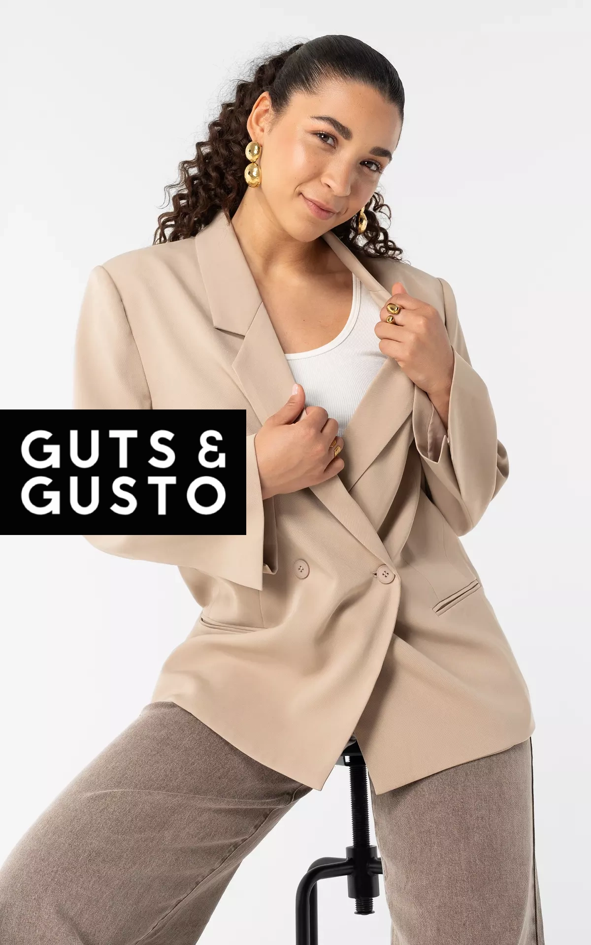 Oversized blazer - Beige | Guts & Gusto | GUTSGUSTO.COM